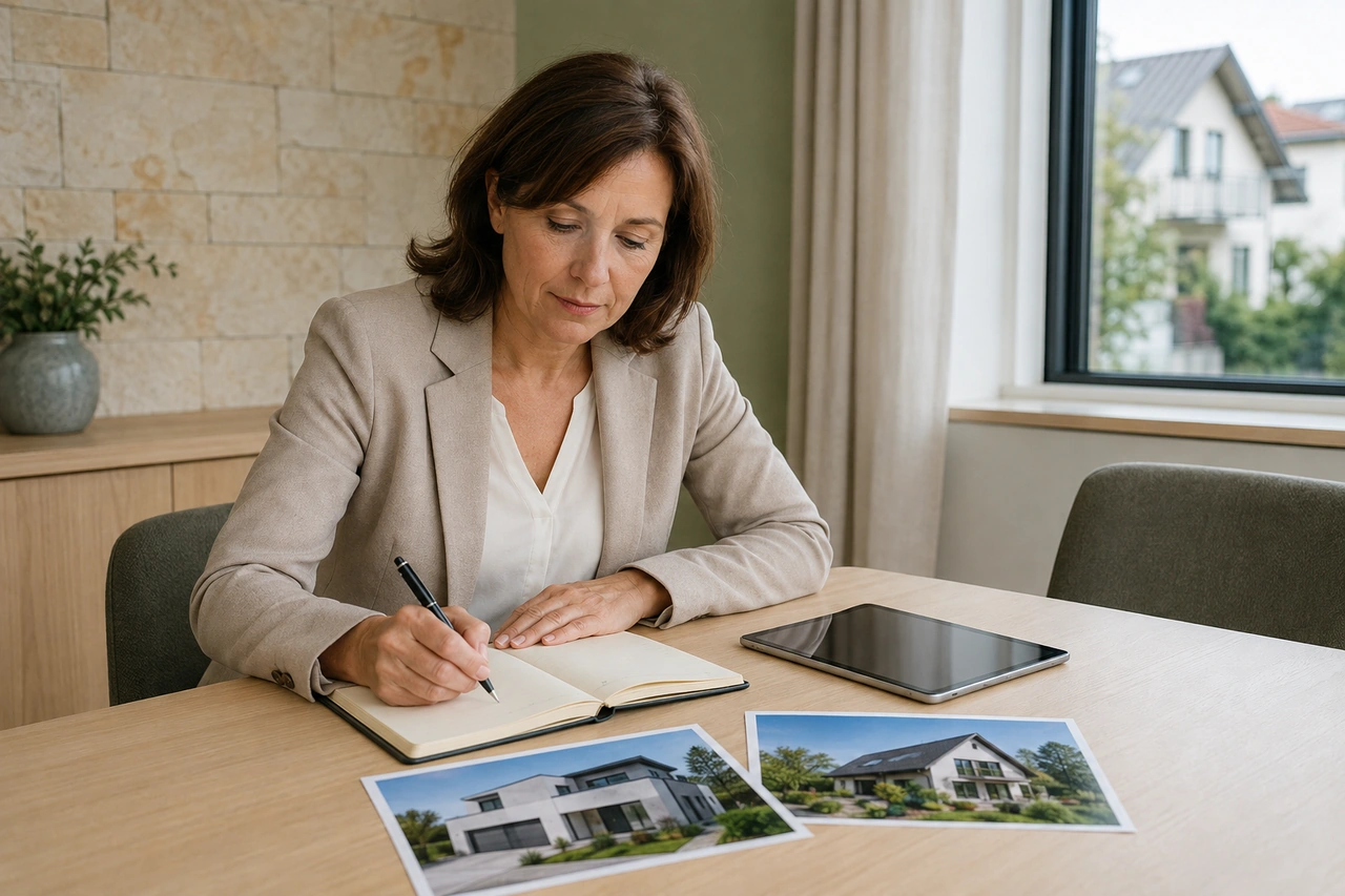 Symbolische Arbeitssituation bei der Vorbereitung persönlicher Immobilienkontakte